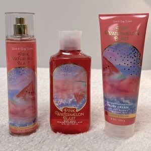 Bath & Body Works "Pink Watermelon Blast" Body Creme, Wash & Mist Bundle